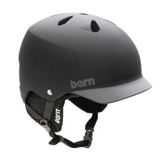 BERN WATTS EPS Snow Helmet Matte Black/Grey Brim w/Audio Knit Liner