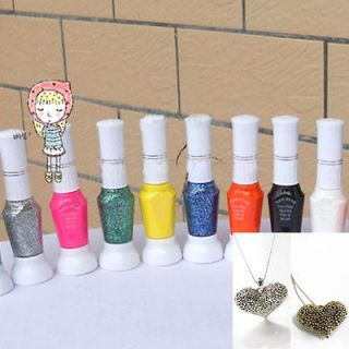 Pure Glitter Color 2 Way Nail Art Brush Pen Varnish Polish Set Heart 
