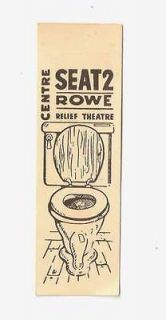 Vintage PAPER HUMOR Relief Theatre Centre Rowe toilet seat 1920 s joke