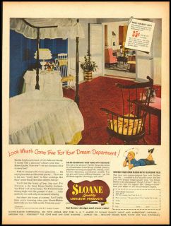 1950 vintage ad for Sloane Linoleum Products  1395