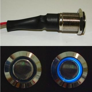 Stainless Flush Mount Blue LED Lighted On / Off Push Button Switch for 