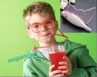 Colorful Novelty Flexible Soft Glasses Straw Plastic Drinking Tube Fun 