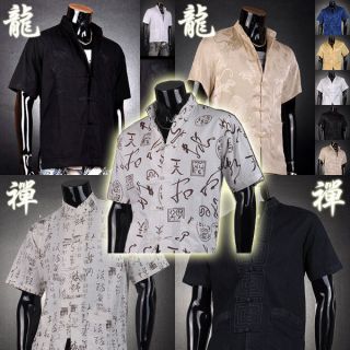 3mu Men Kungfu Dragon Chinese Traditional TaiChi Ethnic Shirts M L XL 