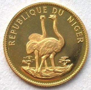 Niger 1968 Ostrich 10 Francs Gold Coin,Proof