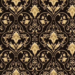 Black and Gold Victorian Scroll Wallpaper