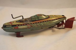 1950s Tin Windup Submarine, SSN7, Japan Original