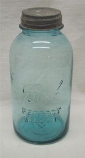   Blue Aqua Ball Perfect Mason Glass Canning Jar +With Zinc Lid