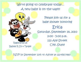 Personalized Baby Looney Tunes Baby Shower Invitations