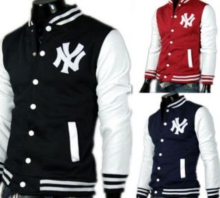 New Stylish Slim Fit Mens Baseball Sports Jackets Coats 3 Colors 4 US 