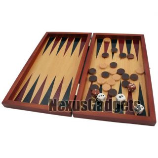 Backgammon Travel Set in Wooden Case with Wood Game Pieces, Perfect 