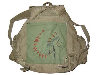 Ralph Lauren Indian Canvas Rugby Backpack Tribal Tattoo Chief Rugged 