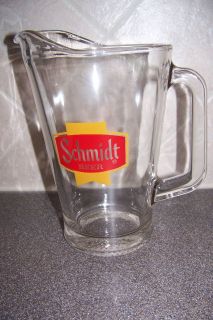 Schmidt Beer Vintage Glass Beer Pitcher    Barware Collectible