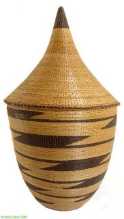 Tutsi Lidded Tight Weave Basket Rwanda Traditional Old