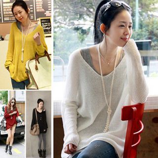 Korean Fashion Large Loose Bat Knitted Autumn Sweater Jacket Tops 