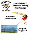 Heater SOFTBALL Pitching Machine & Xtender 30 Complete Batting Cage