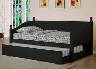 Black Finish Cottage Style Daybed with Twin Trundle