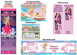 Barbie Mermaid 3 Musketeers ~ Birthday Party Ticket Invitations 