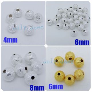   Gold Silver Plated Round Brass Stardust Spacer Beads 4mm 6mm 8mm Pick