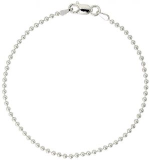 Sterling Silver Round Bead Necklace Chain 2.5mm Ball Dog Tag 925 