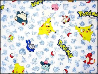 Vintage Pokemon Cartoon Characters Kids Print Bedsheet   Small Mark