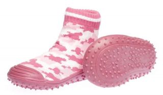 Skidders Baby Toddler Girl Skid proof Shoes Socks Cool Pink Camo 12M 