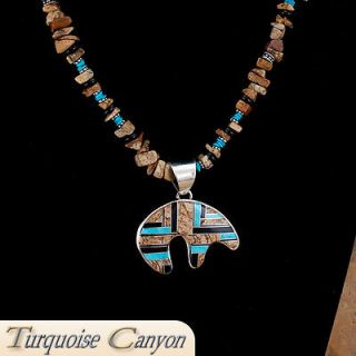   Native American Turquoise and Jasper Bear Pendant Necklace SKU#224582