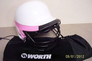 Worth Liberty Baseball Softball Batting HELMET White/Pink w/ Mask