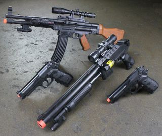   Airsoft Spring Guns AK47 Rifle Shotgun Beretta Pistols w/ 1K Free BBs