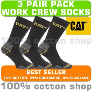 Pair Pack CAT Caterpillar Work Wear CREW SOCKS Mens Black for 