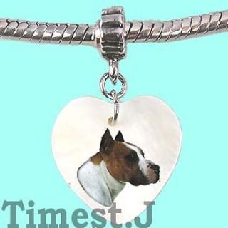   Dog Heart Mother Of Pearl European Charm Bead For Bracelet EBS121