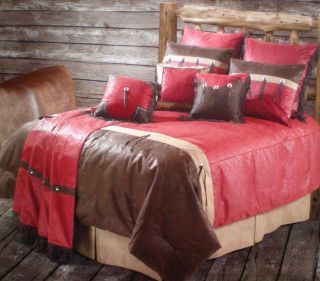   Decor Red Tooled Pueblo Series Comforter Bedding Bedroom Set 5pc