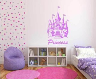 PRINCESS CASTLE GIRLS BEDROOM REMOVABLE STICKER DECAL MURAL VINYL WALL 