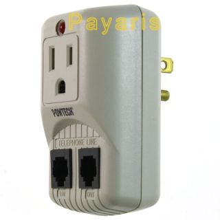 New Single Outlet Surge Protector With Phone Line Power Strip