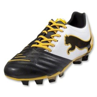 Puma Powercat 4.12 FG IT Soccer Cleats   White/Black/Ye​llow