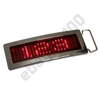 Red LED Light Text Name Message Scrolling Belt Buckle