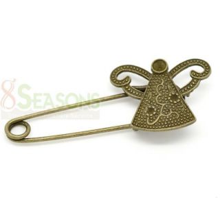 50 Bronze Tone Angel Safety Pins Brooches 6x2.3cm