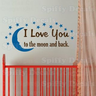 LOVE YOU TO THE MOON AND BACK 15 STARS Quote Vinyl Wall Decal TWO 