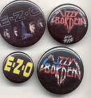   Borden EZO buttons badges 80s heavy metal hard rock big hair bands