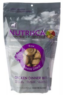   Nutrisca Freeze Dried Dinner Bites for Dogs Chicken or Beef 14 Ounce