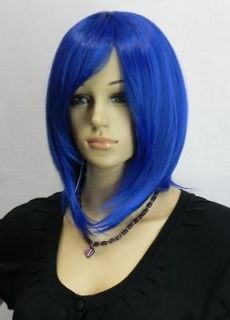  Bright Gem Blue Incline Straight Ladys Cosplay Full Hair Wig/Wigs