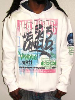 ECKO UNLIMITED Hoodie New Mens Bleach White Drop Out Jacket Choose 