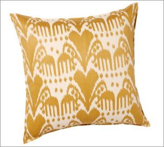 Pottery Barn Kasari Ikat Embroidered Pillow Cover   Gold Yellow Ivory 
