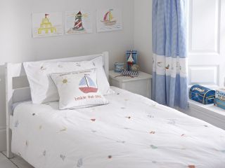   Nautical Bedding / Duvet Cover Set or Gingham Pencil Pleat Curtains