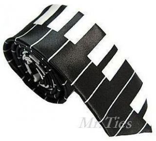 BLACK & WHITE PIANO SLIM SKINNY NARROW NECKTIE TIE SK01