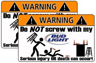 Busch Beer Warning Sticker Bar Party Funny Keg