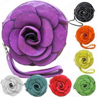 Small Flower Faux Leather Evening Party Clutch Bag Rose Handbag Rose 
