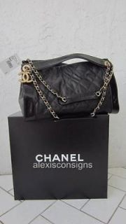 NWT & Box Spring 2012 Chanel Black Leather Quilted Shopping Bag Hobo 