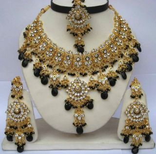 Designer Indian Bollywood Bridal Wedding Jewelry Kundan Necklace Set 