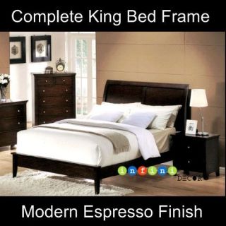Modern Soho Espresso King Size Bed Frame Set Bedroom