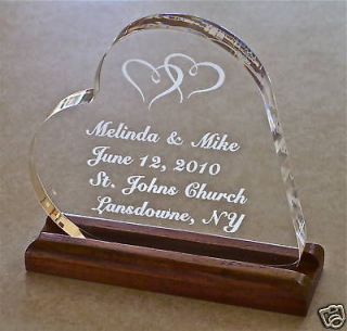 Wedding Cake Topper Personalized Engraved Bride Heart Groom